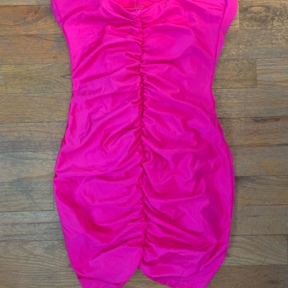 Hot Pink Strapless Mini Dress - Picture 2 of 3